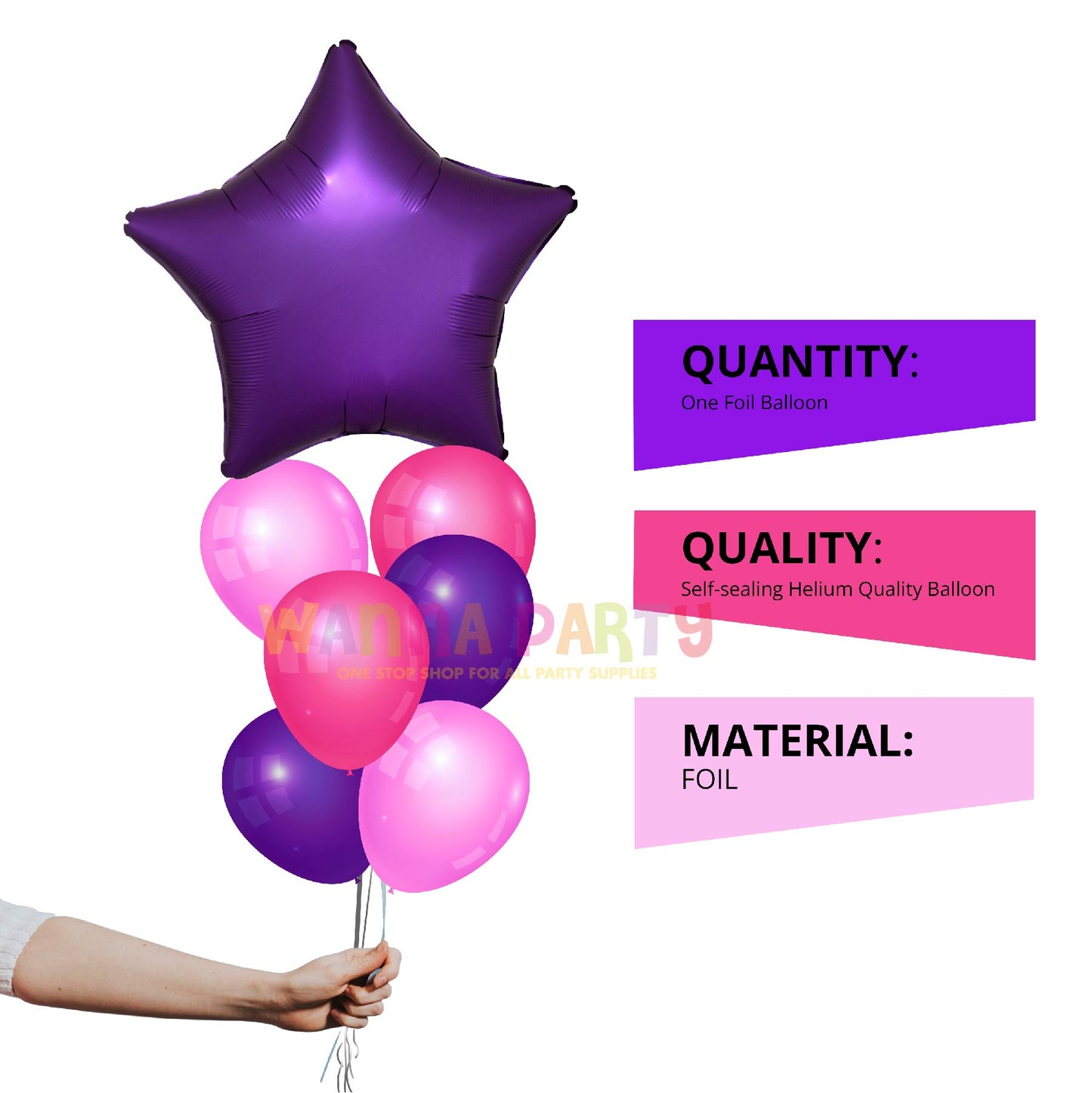 Star Shaped Matte Balloons Purple Color 18"