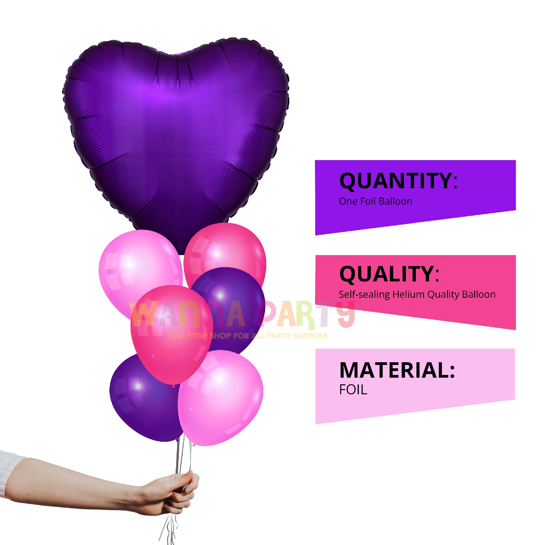 Satin Deluxe Royal Purple Matter Finish Heart 18"