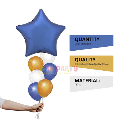 Star Shaped Matte Balloon Steel Blue Color 18"