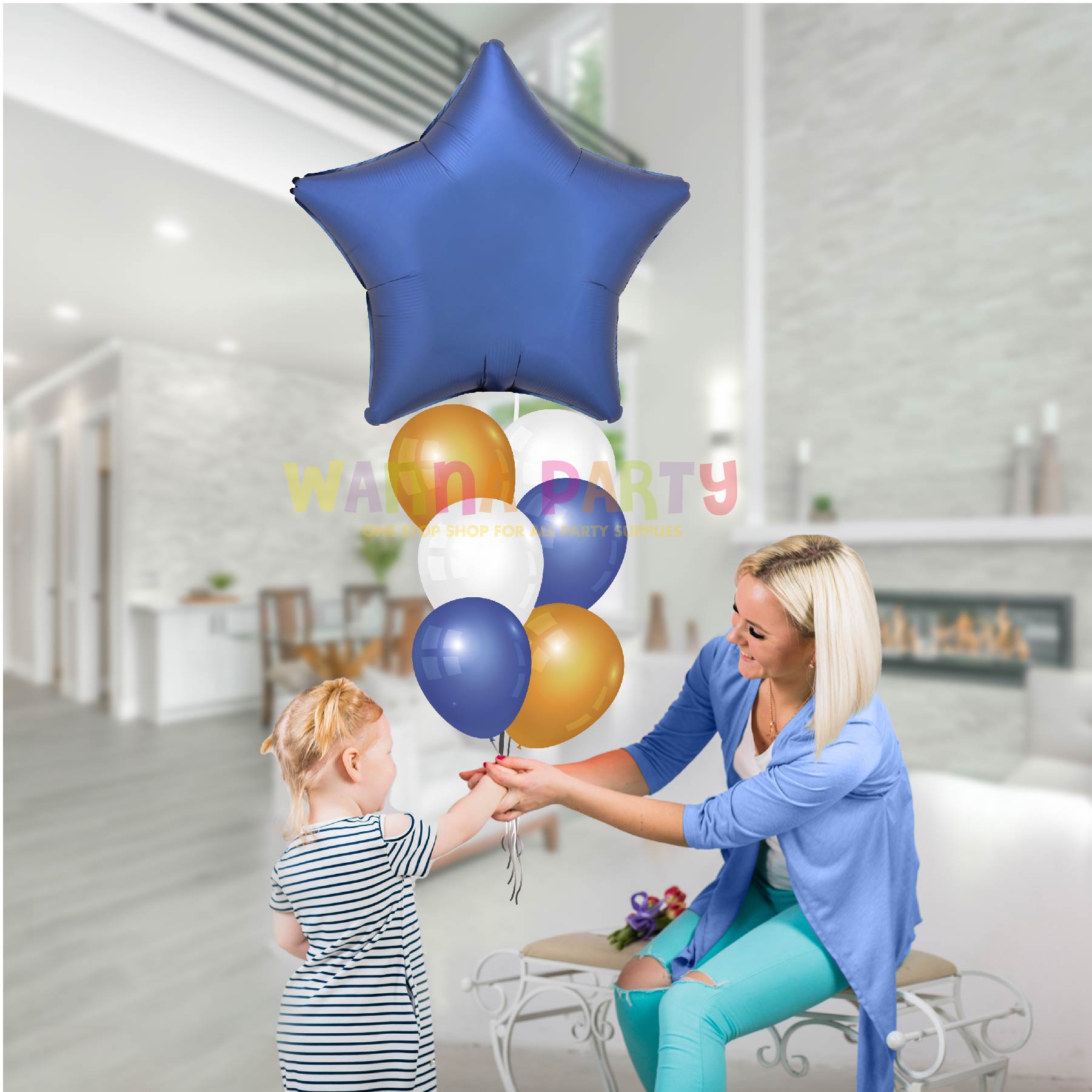 Star Shaped Matte Balloon Steel Blue Color 18"