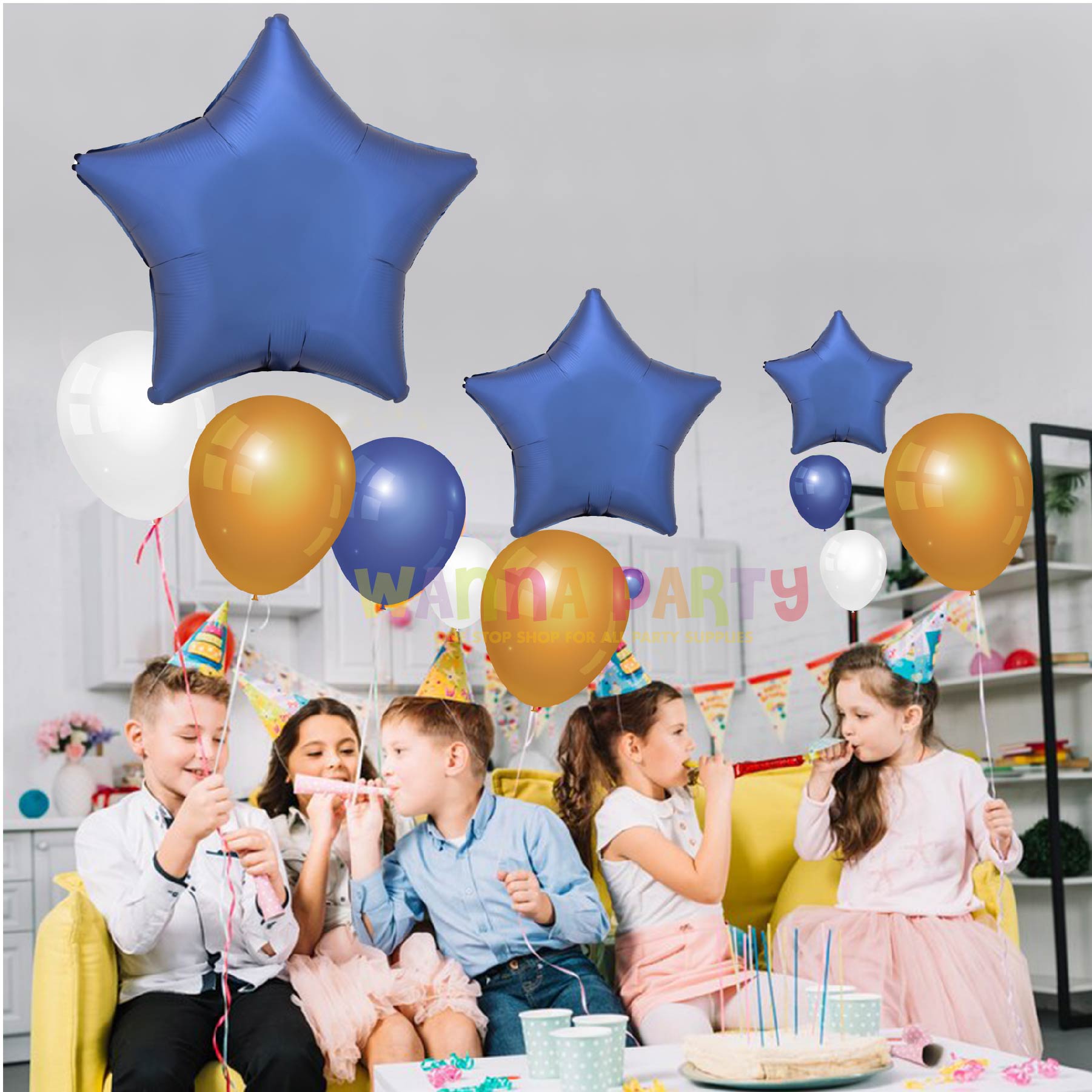 Star Shaped Matte Balloon Steel Blue Color 18"