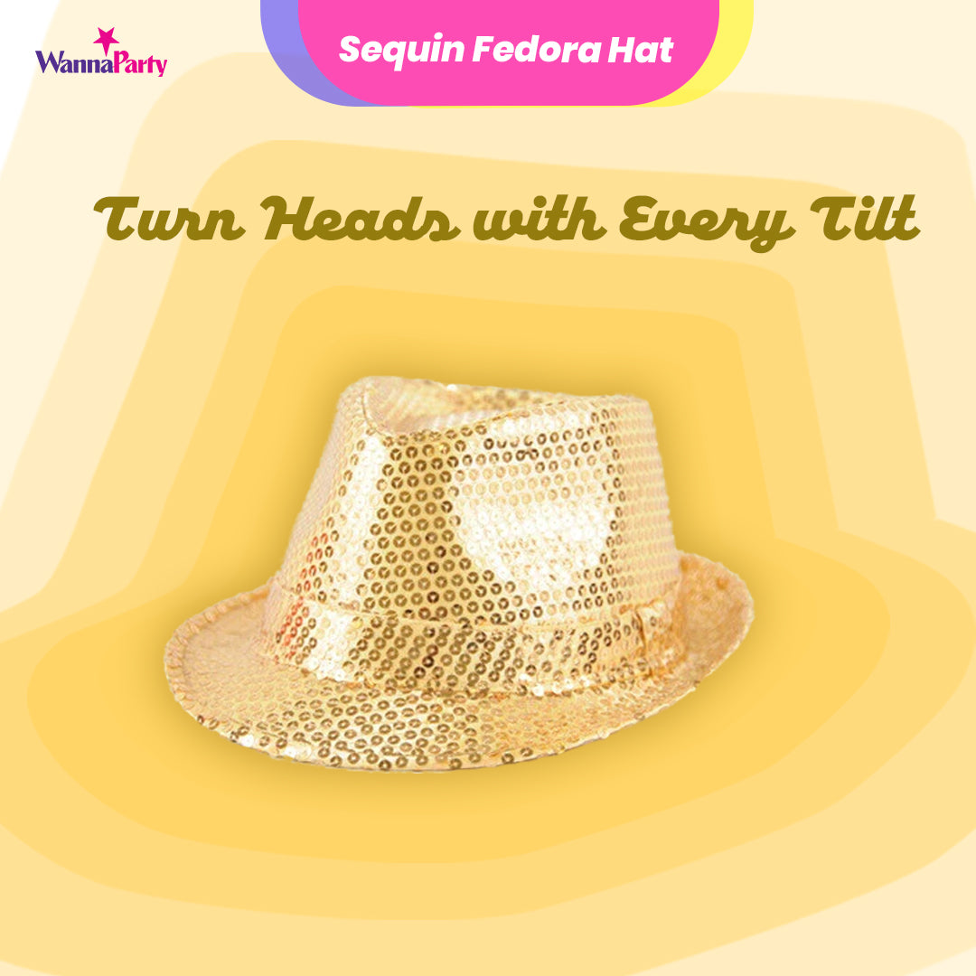 Wanna Party Golden Sequin Light Up Hat