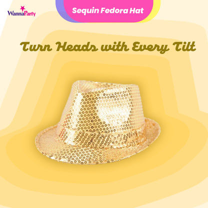 Wanna Party Golden Sequin Light Up Hat
