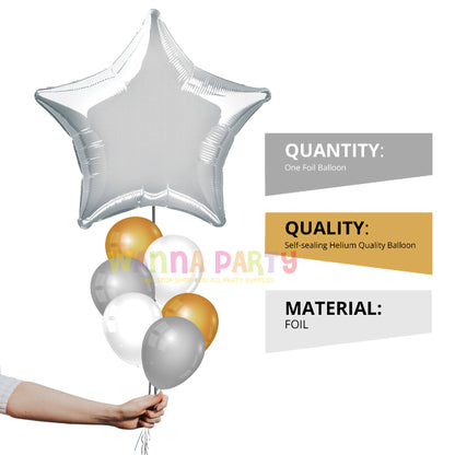 Silver Star Foil Balloon 32"