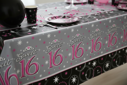 Sweet 16 Tablecover Party Setup