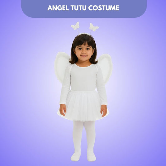 Angel White Wings with Tutu Skirt and Wand