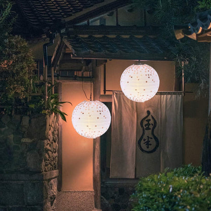 White & Golden Polks Dot Lanterns - 12"