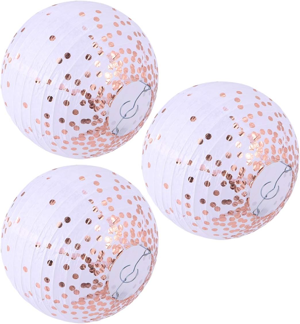 White & Golden Polks Dot Lanterns - 12"