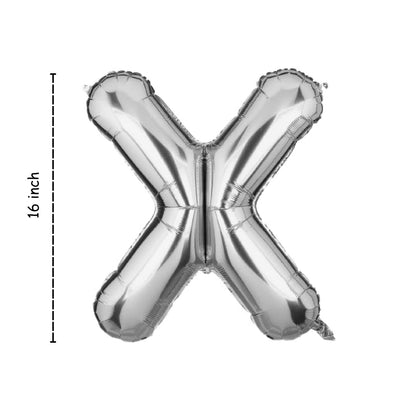 Silver Alphabet X Foil Balloon 16 Inch