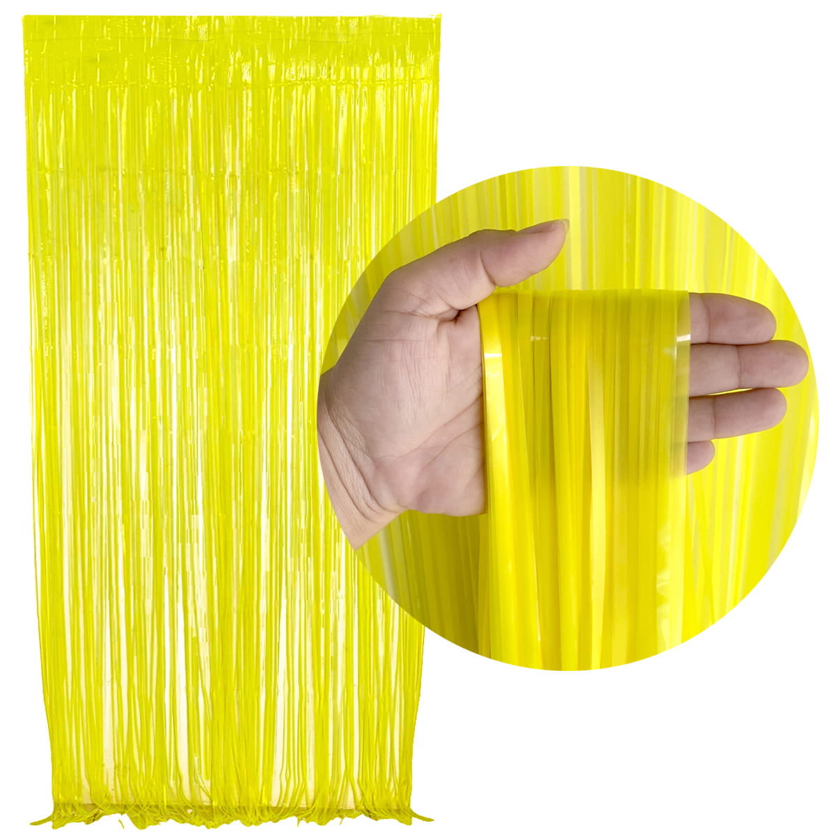 Neon Yellow Foil Curtain for Wall Decor - 7FT X 3FT - 1PC