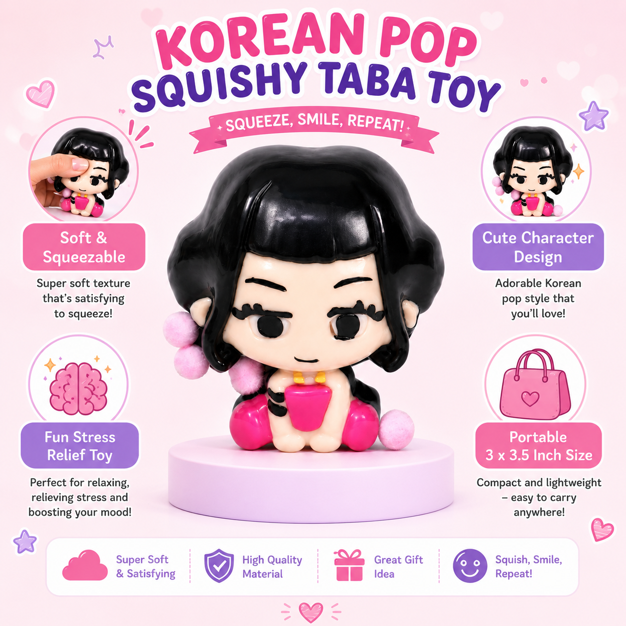 K-POP Zoey Squishy Taba Toys - 1PC